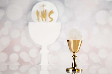 Holy communion elements on white backgroundの写真素材