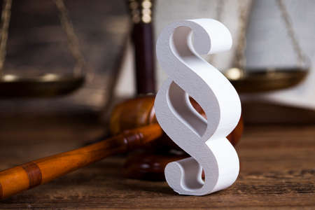 Mallet, Law, legal code and scales of justice concept and paragraph signの写真素材