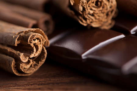 Bars Chocolate , candy sweet, dessert food on wooden backgroundの写真素材