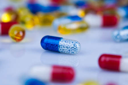 Healthy background, Pills, Tablets, Capsule backgroundの写真素材