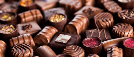 Praline Chocolate on wooden backgroud