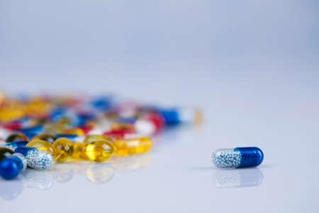 Medicine and healthy, Close up of capsulesの写真素材