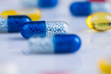 Healthy background, Pills, Tablets, Capsule backgroundの写真素材