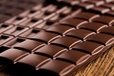 Chocolate , candy sweet, dessert food on wooden backgroundの写真素材