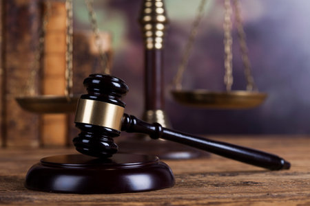 Law wooden gavel barrister, justice concept, legal system