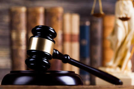 Mallet, legal code and statue of justice, Law conceptの写真素材