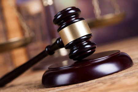 Law wooden gavel barrister, justice concept, legal system