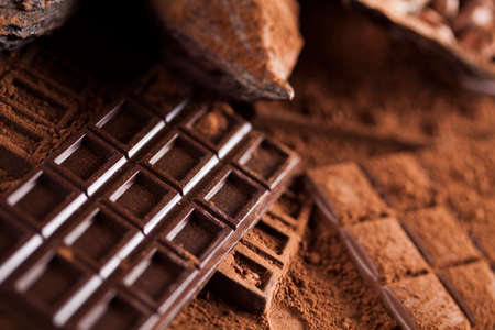 Chocolate sweet, cocoa and food dessert backgroundの写真素材