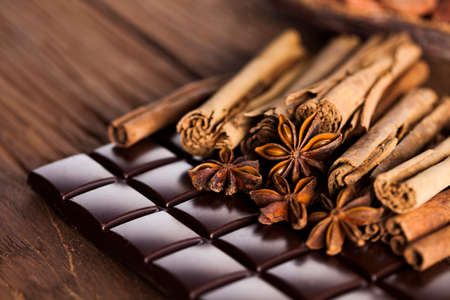 Bars Chocolate , candy sweet, dessert food on wooden backgroundの写真素材