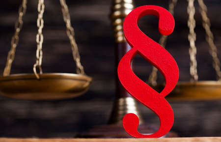 Mallet, Law, legal code and scales of justice concept and paragraph signの写真素材