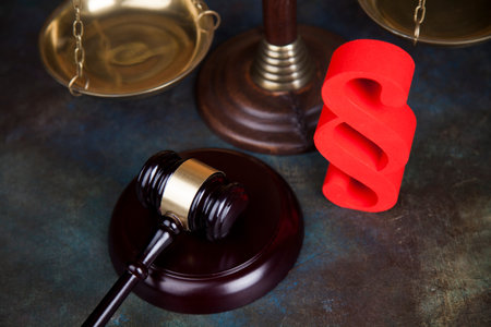 Paragraph, law theme, mallet of judge, wooden gavel