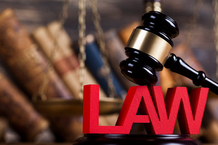 Mallet, legal code and statue of justice, Law concept