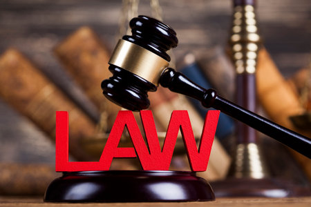 Mallet, legal code and statue of justice, Law concept