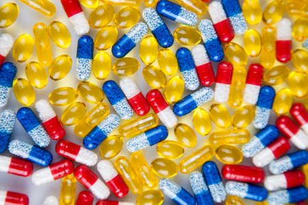 Healthy background, Pills, Tablets, Capsule backgroundの写真素材