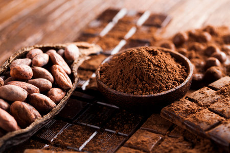 Chocolate sweet, cocoa and food dessert background