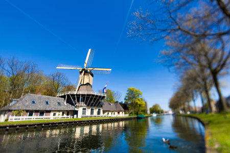 Dutch windmill in netherlandsの写真素材