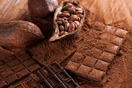 Chocolate sweet, cocoa and food dessert background