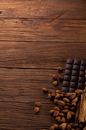 Chocolate sweet, cocoa and food dessert backgroundの写真素材