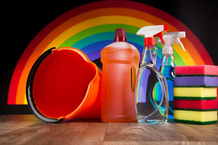 Variety of cleaning productsの写真素材