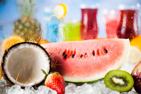 Variety of cold drinks, Summerの写真素材