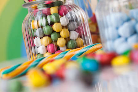 Lollipops and sweet candies of various colorsの写真素材
