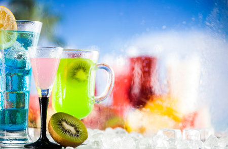 Cocktails in front of beach and sea