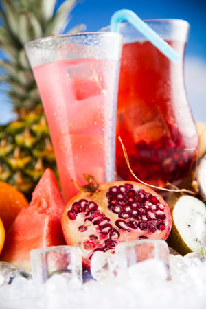 Variety of cold drinks, Summer