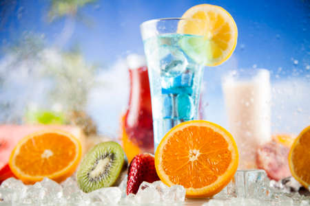 Variety of cold drinks, Summerの写真素材