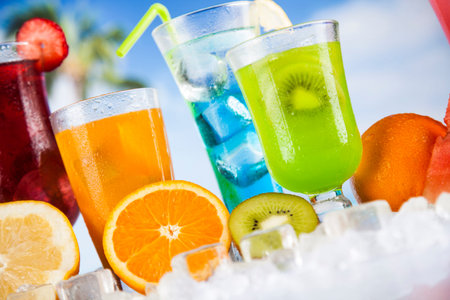 Variety of cold drinks for Summerの写真素材