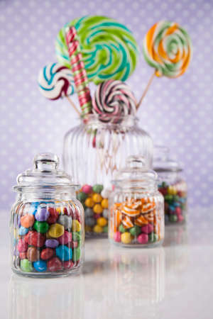 Lollipops and sweet candies of various colorsの写真素材