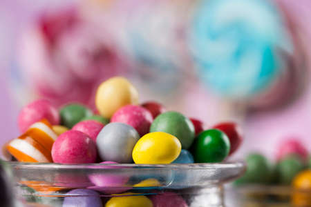 Colorful candies and lollipops, gumballsの写真素材