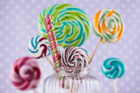 Lollipops and sweet candies of various colors