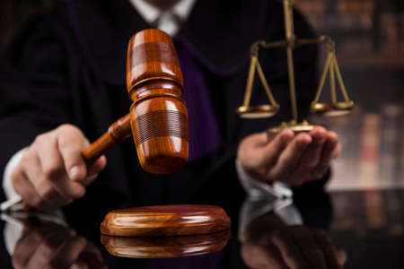 Court gavel Law theme mallet of justice Paragraphの写真素材