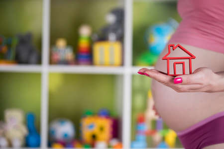 Pregnant house concept, of new home and familyの写真素材