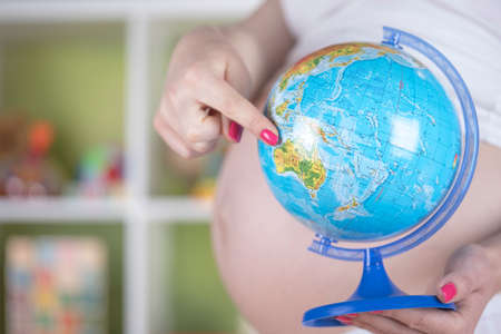 Globe, Pregnancy conceptの写真素材