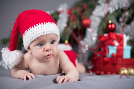 Santa Christmas babyの写真素材