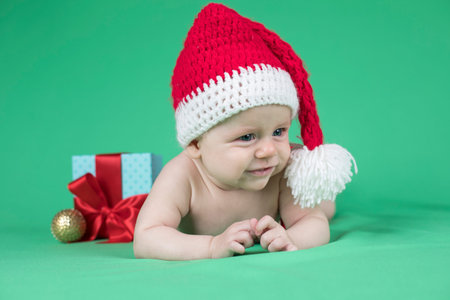 Happy Santa Christmas babyの写真素材