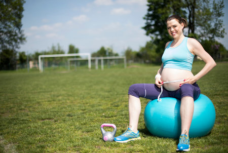Fitball in the gym, Pregnant woman