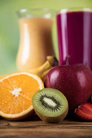 Cocktails with fresh fruits, Vitamin and Fitness