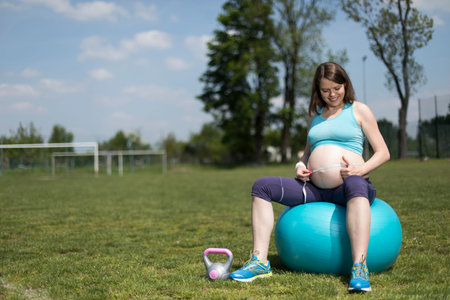 Fitball in the gym, Pregnant woman