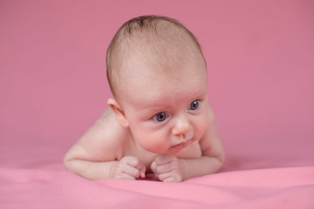 Funny crawling baby girl