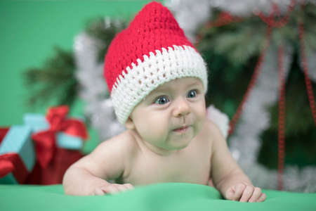 Happy Santa Christmas babyの写真素材