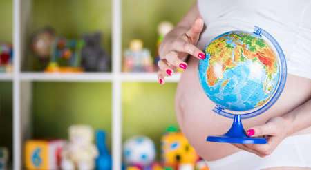 Globe, Pregnancy conceptの写真素材