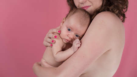 Cute portrait of mother and babyの写真素材