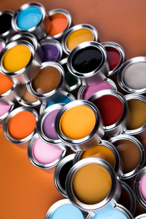 Colorful paint cans setの写真素材