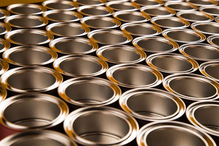 Tin metal cans, Painting backgroundの写真素材