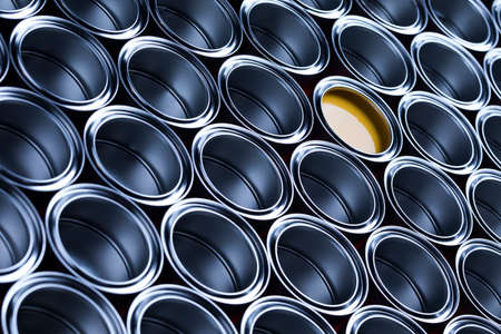 Tin metal cans, Painting backgroundの写真素材