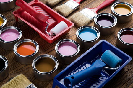 Painting tools and accessories for home renovationの写真素材