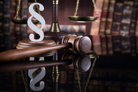 Wooden gavel barrister, justice concept, paragraph
