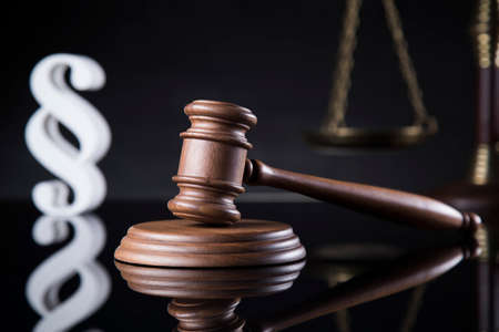 Judges wooden gavel and paragraphの写真素材